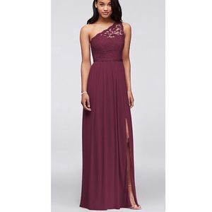 Long One Shoulder Lace Bridesmaid Dress